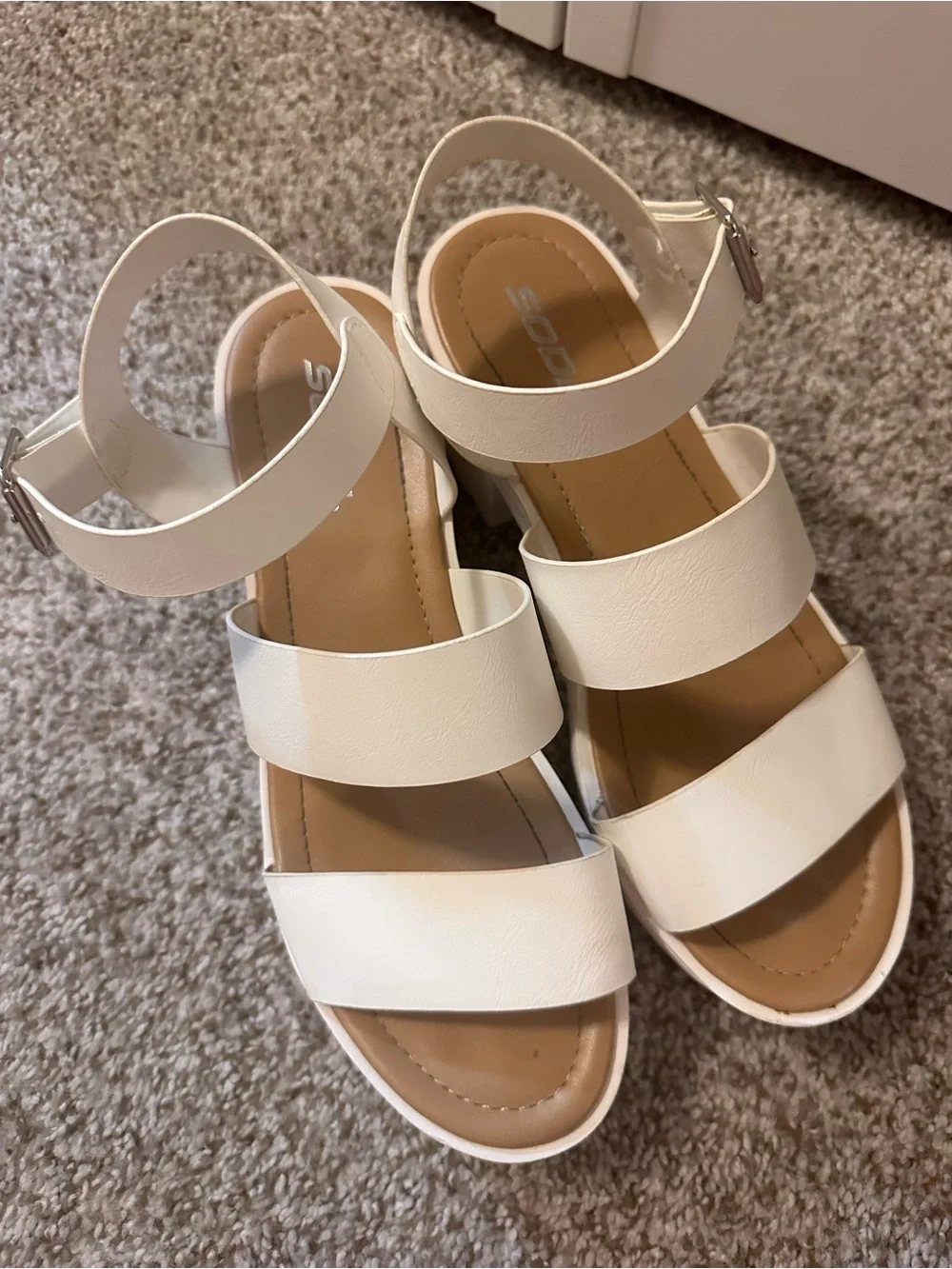 Soda White Chunky Platform Strappy Sandals